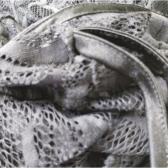 Black Lace Dress XL Knee Length Lined Witchy Goth Dark Renaissance Knee Length - Picture 10 of 13